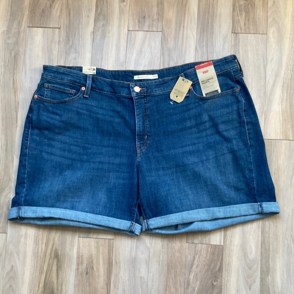 Levi's Jean Short mid length denim short mid rise cuffed 24W - Picture 10 of 17